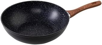 Wenco Wok Pan, Diameter 28 cm, Suitable for Induction Cookers, Aluminium with PFOA-Free Non-Stick Coating, Black