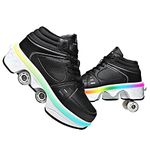 Roller Skate Shoes Unisex Shoes with Wheels That Pop Out 2-in-1 Skate Shoes & Sneakers Shoes That Turn Into Roller Skates Gift for Kids Boys Girls Men and Women