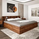 Wakefit Bed | King (78 X 72) Engineered Wood Bed with Storage, 1 Year Warranty | - Petra - Columbian Walnut