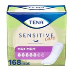 TENA Sensitive Care Maximum Absorbency Incontinence/Bladder Control Pad for Women, Regular Length, 168 Count (3 Packs of 56)