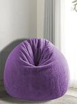 Mollismoons Bean Bag Chair for Adults & Kids Fur Ban Bag Round Shape Bin Bag Purple Color (Fur Bean Bag for Kids XL Size with Beans)