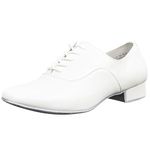 Linodes Men's Latin Dance Shoes 1 Inch Leather Sole Ballroom Salsa Tango Waltz Character Shoe, White, 11