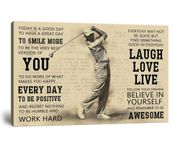 Vintage Golf Poster Inspirational Quotes Wall Decor Today is a Good Day Motivational Pictures Canvas Print Golf Artwork Painting for Boys Room Home Decorations Framed Ready to Hang (24 x 36 inch)