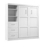 BESTAR Pur Murphy Unit with Drawers, Space-Saving Wall Bed with Storage, Full, White