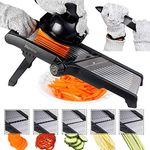 Adjustable Mandoline Food Slicer by Harcas. 3 in 1 Mandolin Slicer Julienne Cutter. Best for Slicing Food, Fruit and Vegetables. Professional Grade Slicer. with Cut Proof Gloves and Cleaning Brush