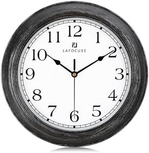 Lafocuse Farmhouse Black Wall Clock 12 Inch Silent Non Ticking, Vintage Kitchen Clocks Wall Battery Operated Distressed Clock Decorative for Living Room Bedroom Office