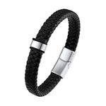 U7 Personalised Mens Bracelets Wax Cord Leather Rope Black Bracelet for Men 23cm