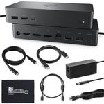 ANYHDD Dell Universal Dock UD22 Bundle USB-C Docking Station with 130W Power Adapter, HDMI Cable + Display Port Cable + USB Type-C Cable + Microfiber Cloth