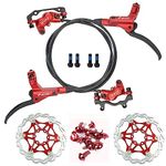 NYK Zoom 4 Piston Hydraulic Disc Brakes Mountain Bike Sets MTB Front & Rear Set with Floating Disc Rotor 160mm & Color Bolts (Red)