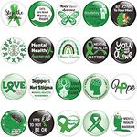 Dvbonike 40Pcs Mental Health Awareness Button Pins Green Ribbon Round Badges, Mental Health Awareness Month Brooch Pin, Care for Mental Health Matter Decoration Supplies, Clothing Bag Hat Accessories