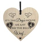 RED OCEAN Its The Dogs House Novelty Wooden Hanging Heart Plaque Dog Lovers Home Sign Gift