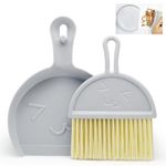 Mini Dustpan and Brush, Grey Broom and Dustpan Set, Portable Cleaning Brush and Dustpan Combo, Flexible Lip, Perfect for Dust, Dirt and Crumbs, Ideal for Most Hard Surfaces, Space Saving Design