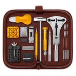 Eventronic Watch Tool Set, Watch Repair Kit, Professional Spring Bar Tool Set, Watch Repair Watchmaker Tool Bag, Watch Band Link, Watch Back Removal Tool for Watch Battery Replacement （Brown）