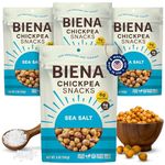 BIENA Chickpea Snacks - Crunchy Roasted Chickpeas - High Fiber Vegan Protein Snacks for Adults and Kids - 4-Pack, 5 Ounce Bags - Sea Salt