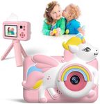 Kids Camera, Children Digital Camera with Tripod, 1080P HD /2 inch Screen/ 32G Card/Music Video Camera with Unicorn Silicone Cover, Toys Camera for Girls Age 3-12 Years Old (Pink)