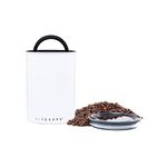 Planetary Design Airscape Stainless Steel Coffee Canister | Food Storage Container | Patented Airtight Lid | Push Out Excess Air and Preserve Freshness (Medium, Matte White)