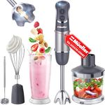 Mueller Smart Stick 800W, 12 Speed and Turbo Mode, 3-in-1, Heaviest Duty Copper Motor Immersion Blender, Titanium Steel Blades Hand Blender, Comfygrip Handle, Whisk, Beaker/Measuring Cup
