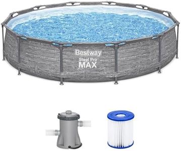 Bestway Steel Pro MAX 12' x 30" Round Above Ground Swimming Pool Set Outdoor Metal Frame Family Pool with Liner and Filter Pump, Gray