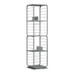 VASAGLE 4-Tier Bookshelf, Rotating Bookcase with Bookends for Small Spaces, Corner Shelf, Steel Frame, Dove Grey LLS127G36