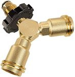 Propane Splitter Tee Adapter for QCC1 or POL Connector BBQ Grill Gas Fitting Tool Accessory for Propane Appliances, Patio Heaters, Camping Stoves, Lanterns, BBQ Grill, Camper, Two Burners, Stoves etc