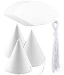 Weoxpr 40 Pieces White Party Hats for Kids Birthday, Blank Cones Craft Party Hats Bulk