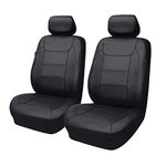 Flying Banner car seat Covers Protects Water Proof Faux Leather Carbon Fiber Fronts Solid Black (Solid Black, Front Pair)