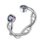 Aurora Tears Infinity Spiral DNA Double Helix Chemistry Science Stud Adjustable Rings 925 Sterling Silver Biology Molecule Open Ring for Medical School Student DR0125W