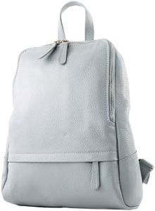 modamoda de - T138 Italian Women's Leather Backpack Bag, Ice Blue2021, M