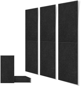DrKlang 6 Pack Acoustic Panels, Decorative Soundproofing Panels, Wall and Ceiling Acoustical Treatment Tiles, Great to Reduce Echo and Noise for Home and Office- Black