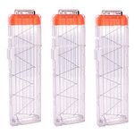 OIMIO 18-Darts Magazines Clips, 3 Pack 18 Darts Quick Reload Bullet Clips Magazine Clips for Nerf n-Strike Elite Blaster Transparent (White)…