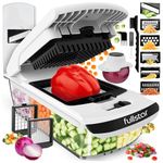 Fullstar Vegetable Chopper & Mandoline Slicer - Julienne Cutter Dicer Grater for Food Veg Onion Cucumber Tomato Salad Potato Cheese - Kitchen Gadgets & Accessories (PRO 8-in-1, White)