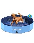 VISTOP Large Foldable Dog Pool, Hard Plastic Shell Portable Swimming Pool for Dogs Cats and Kids Pet Puppy Bathing Tub Collapsible Kiddie Pool (37in)