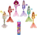 ​Barbie Color Reveal Mermaid Doll with 7 Unboxing Surprises: Metallic Blue with Rainbows; Water Reveals Full Look & Color Change; Gift for Kids 3 Years & Older