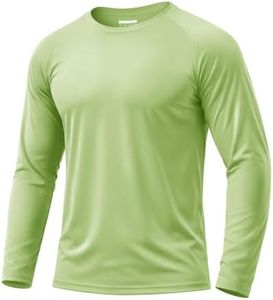 Boladeci Swimming Shirts for Men UPF 50 Long Sleeve Men Sun Protection Uv Shirts for Men Long Sleeve Workout Shirts Mens Beach Shirts Tee Gym Tops Rash Guard Light Green 2XL Undershirt
