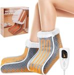 Split Electric Foot Warmer, Quick Heating Pad for Feet, 6-Level Heated Slippers for Men Women, Soft Heated Boots, Feet Warmer with Detachable Washable Liner for Home, Christmas