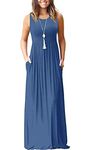 MOLERANI Women's Sleeveless Long Maxi Dresses Plus Size with Side Pocket Beja Blue 2XL