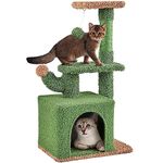 Yaheetech Cactus Cat Tree, 74cm Cat Tower for Indoor Cats, Cat House with Scratching Post & Cozy Condo & Perch, Cat Climbing Tree, Cat Activity Centre, Green/Brown