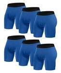 AENLLEY 6 Pack Workout Compression Shorts for Men - Spandex Athletic Running Baselayer Fitness Underwear, 6blue, Medium