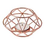 FASHIONCRAFT 8742 Geometric Design Rose Gold Metal Tealight Candle Holder, Candle Wedding Favor, Candle Centerpiece