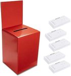 MCB Large Ballot Box/Charity Box/Suggestion Box/Includes 1000 Entry Sheets/Use for raffles, Lead Generation, Collecting Business Cards, Voting, contests, suggestions (Red)