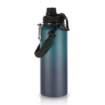 Volhoply 40 oz Insulated Water Bottles Paracord Handle, Stainless Steel Sports Bottle with Spout Lid, Double Walled Metal Travel Water Thermos with Wide Mouth, Reusable Water jug (Dark Night,1 Set)