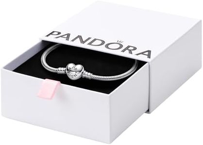 Pandora Moments Heart Clasp Snake Chain Bracelet - Charm Bracelet - Compatible Moments Charms - Sterling Silver - Mother's Day Gift with Gift Box - 9.0"
