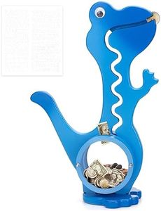 AORCMITN Wooden Dinosaur Piggy Bank Boalord for Boys Kids Girls Clear Big Belly Animal Coin Bank for Toddler Real Money Toy（Dino-Blue）