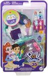 Polly Pocket Dolls and Playset, Travel Toy with Fidget Exterior, Snow Sweet Penguin Compact with 13 Accessories