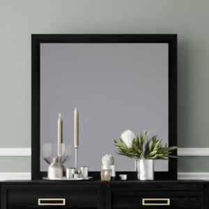 HOME DESIGN Deena Square Mirror, Black, Wooden Frame & Ultra Clear Glass