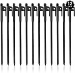 12 Pack Tent Stakes Heavy Duty, Metal Tent Stakes Lightweight, Black Camping Stakes, Steel Tent Spikes, Canopy Stakes, Tent Pegs for Car Camping, Yard Decoration, Tarp, Shade Tent, Inflatables, Picnic