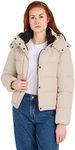 Calvin Klein Jeans Women Winter Jacket Monologo Short Puffer, Beige (Putty Beige), XL