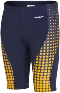 Sporti Jammers Swimsuit for Men, Molecule Piped Splice Jammer Swimsuit - Navy/Gold - 26