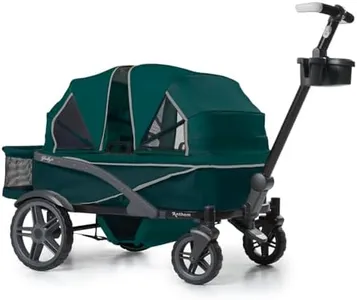 Anthem4 Quad All-Terrain Wagon Stroller with Easy Push and Pull, Removable XL Canopies, and Sturdy, Safe Folding for Storage and Transport, Sea Moss