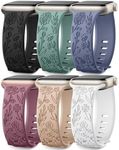 Witzon Floral Engraved Bands Compatible with Apple Watch Band 40mm 38mm 41mm 42mm 44mm 45mm 49mm Women, Silicone Soft Cute Pattern Strap for iWatch Series Ultra Ultra 2 SE 9 8 7 6 5 4 3 2 1, Style A